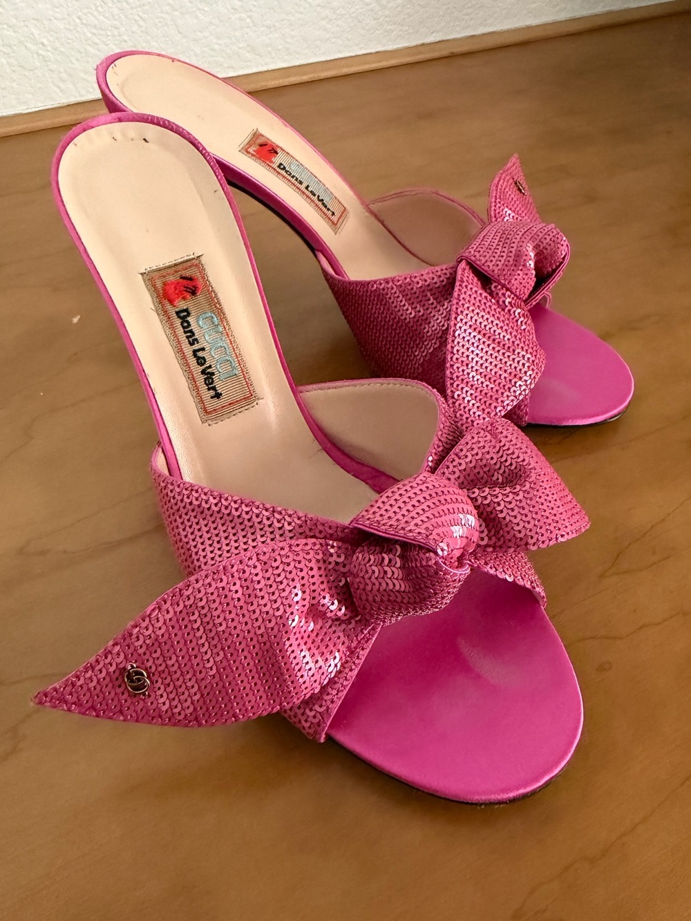 Gucci Pink Sequin Bow Heels